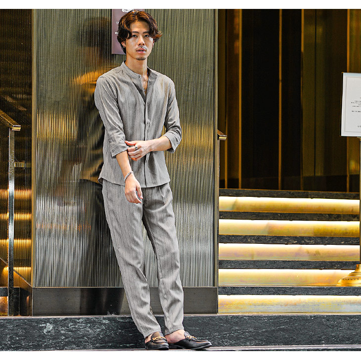 楽天市場】セットアップ メンズ ブランド 7分袖シャツ メンズ