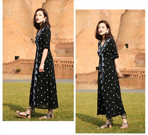 楽天市場】ハワイ リゾートワンピ マキシ丈 エスニック 刺繍