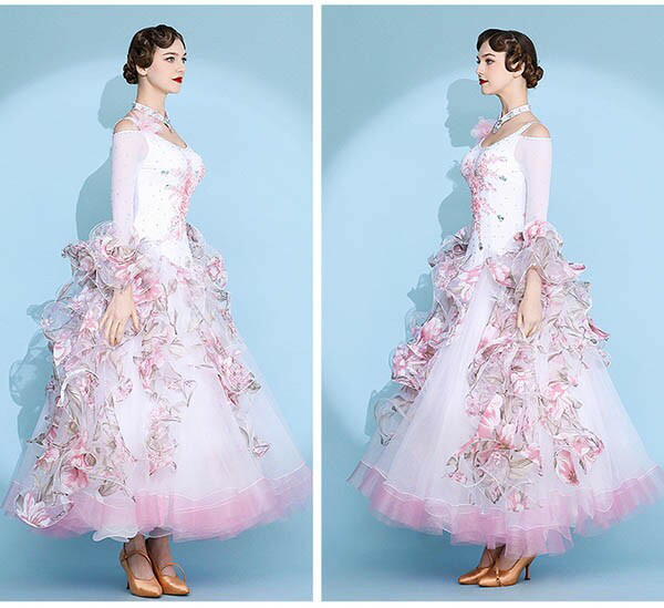 楽天市場】社交ダンスドレス 広がる裾 競技用ドレス ダンス衣装 ダンス