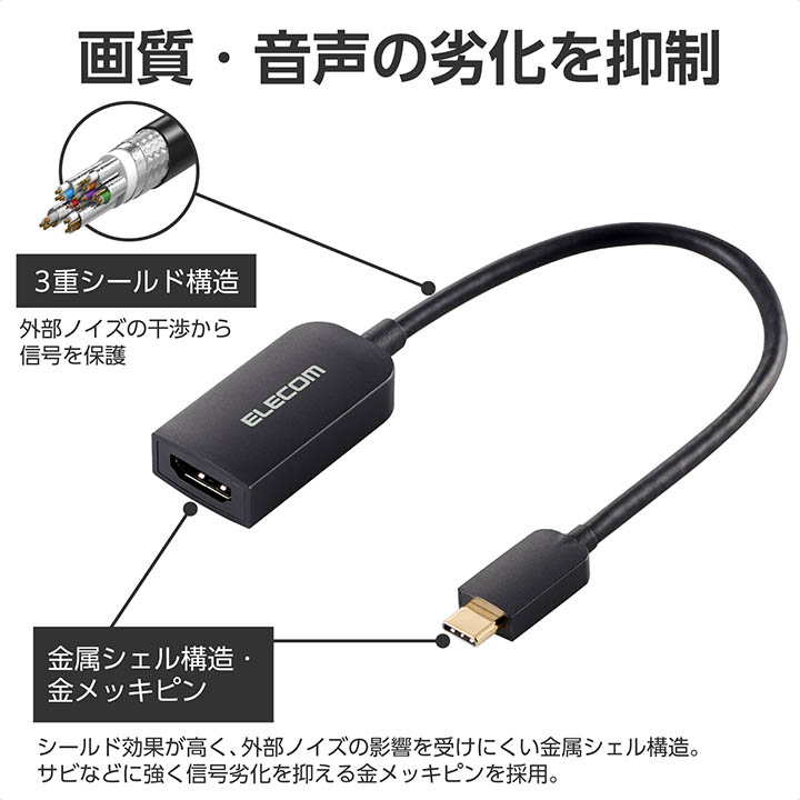 楽天市場】エレコム Type-C 映像変換 アダプタ USB Type-C - HDMI 変換
