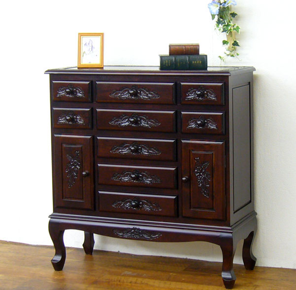 楽天市場】アジアン家具 アンティーク調 ネコ脚キャビネット幅78 送料