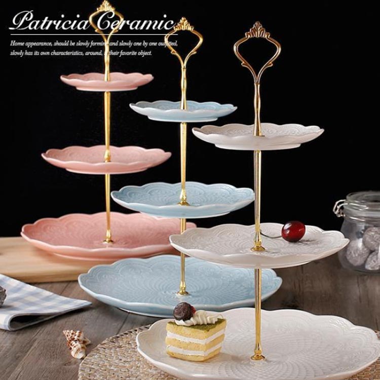 楽天市場】ヨーロッパ式 ケーキスタンド セラミック 3段 食器 陶磁器