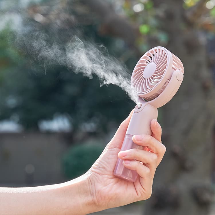 楽天市場】ミストハンディファン LCAF016 ネックストラップ付 3段階