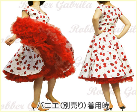 楽天市場】【L】ロカビリー ワンピース（チェリー カシュクール風）白