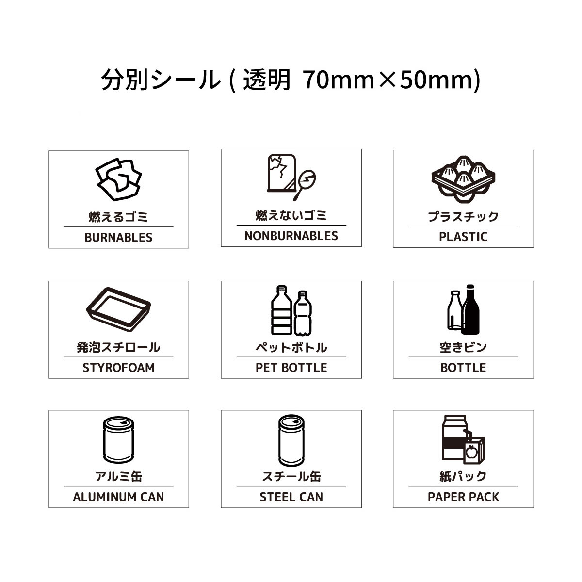 楽天市場】ゴミ 分別 シール 透明 70mm×50mmゴミ箱 リサイクルボックス