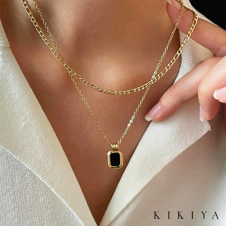 楽天市場】ネックレス ブラックシェル 二連ネックレス レディース