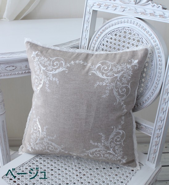 楽天市場】(SALE30%OFF) クッションカバー 刺繍 コットン ナチュラル 3