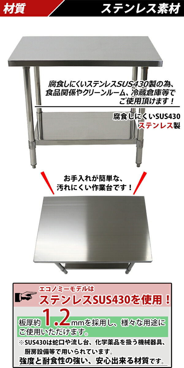 楽天市場】送料無料 オールステンレス作業台 2段 耐荷重約200kg 約幅
