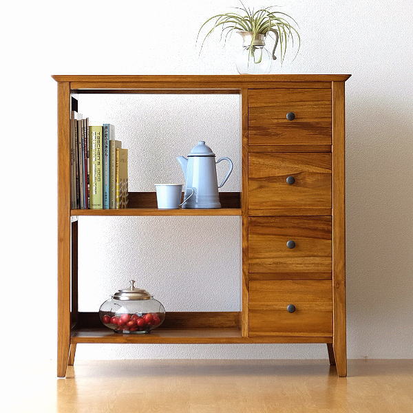 楽天市場】ラック 収納家具 チェスト 木製 無垢 チーク家具 飾り棚