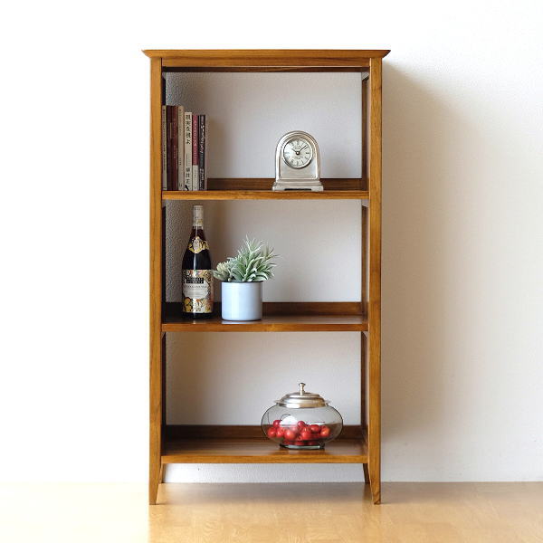 楽天市場】チーク無垢材 多目的ラック 総無垢材 本棚 飾り棚 木製