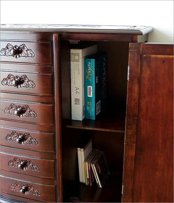 楽天市場】アンティーク調キャビネット 木製 サイドボード リビング