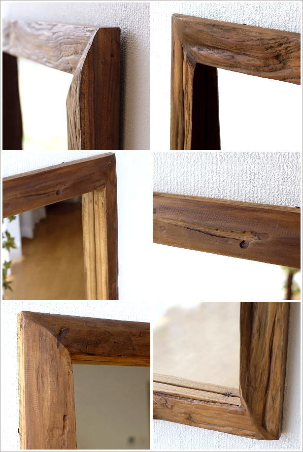 楽天市場】鏡 壁掛け 木製 おしゃれ 幅60cm 高さ80cm チーク材 ウッド