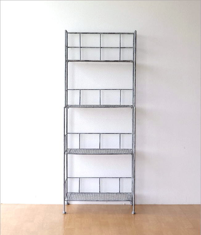 楽天市場】棚 シェルフ ラック 4段 アイアン メッシュ 本棚 収納棚