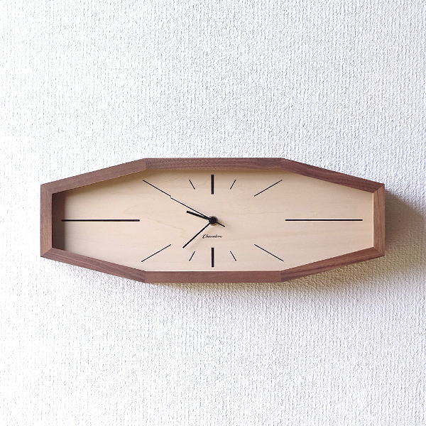 楽天市場】掛け時計 壁掛け時計 おしゃれ 横長 木製 無垢材 静音 静か