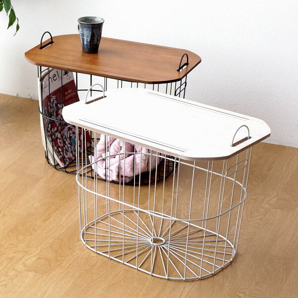 楽天市場】バスケット テーブル ウッド調 天板 おしゃれ かわいい
