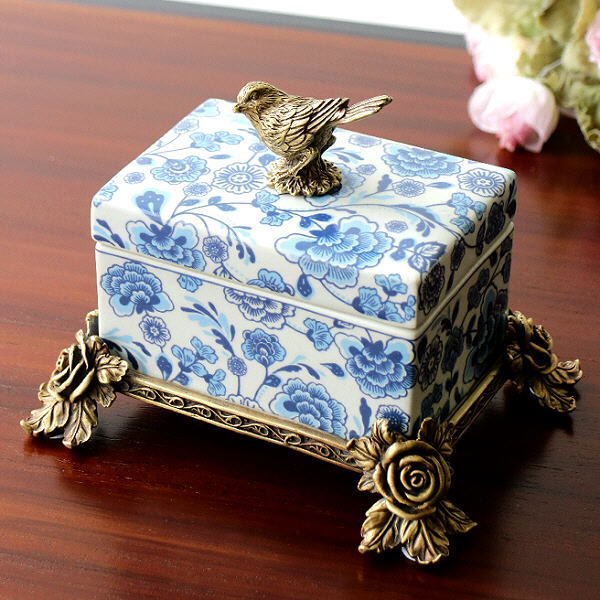 楽天市場】小物入れ 陶器 おしゃれ 真鍮 小鳥 シノワズリ 蓋付き