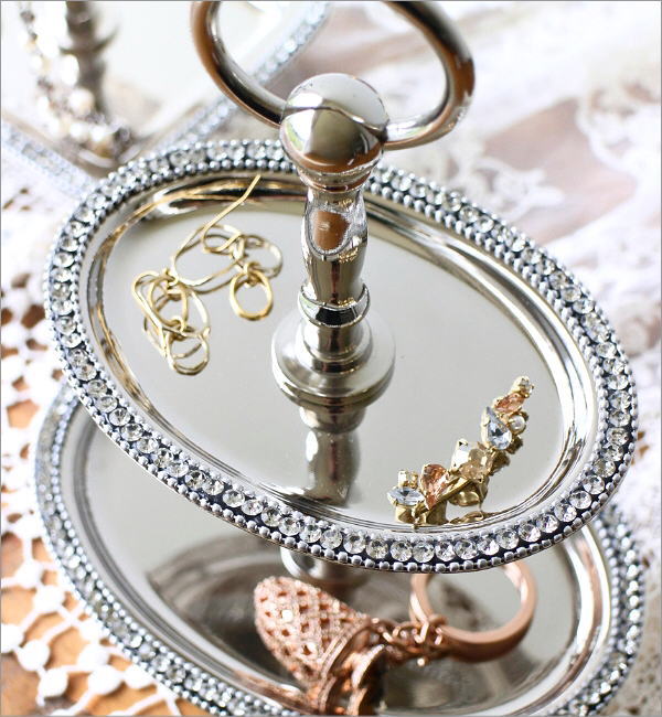 楽天市場】アクセサリートレイ 2段 シルバー アンティーク エレガント