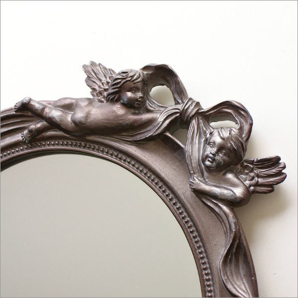 楽天市場】鏡 壁掛けミラー おしゃれ 壁掛け リボン 天使 アンティーク