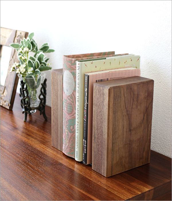 楽天市場】ブックエンド 木製 無垢 天然木 本立て ブックスタンド