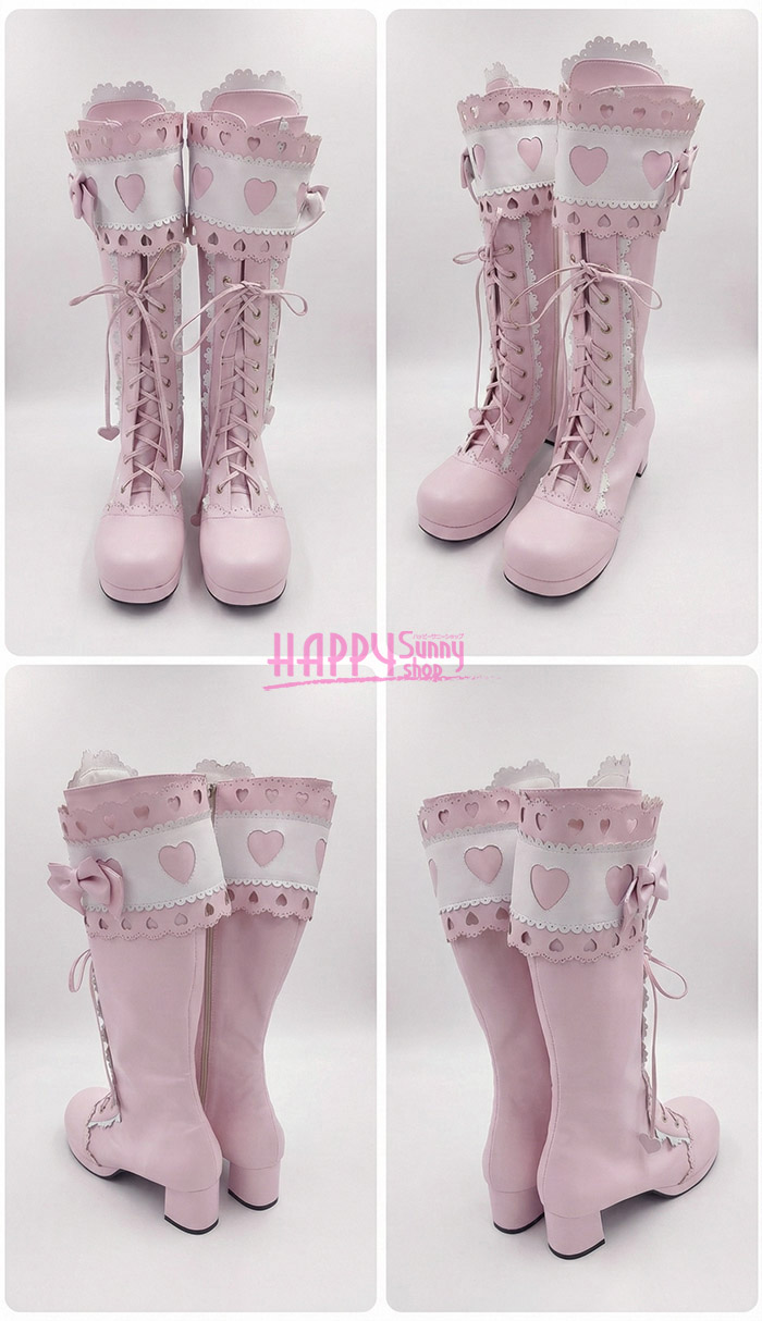 楽天市場】ロリータ靴 ロングブーツ 厚底 編み上げ ニーハイブーツ