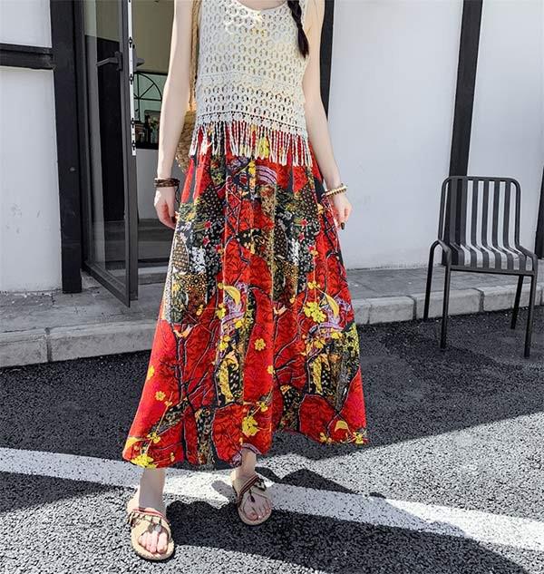 楽天市場】スカート マキシスカート ロングスカート エスニック柄