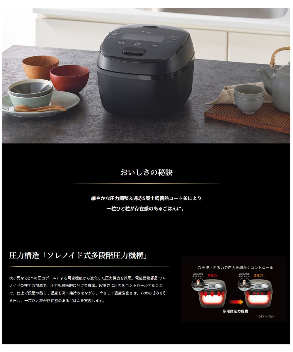 楽天市場】タイガー（TIGER）【JRI-H180-K】圧力IHジャー炊飯器