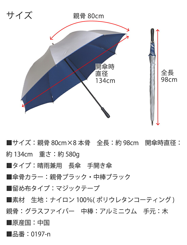 楽天市場】日傘 長傘 メンズ ゴルフ傘 キングサイズ 80cm 手開き