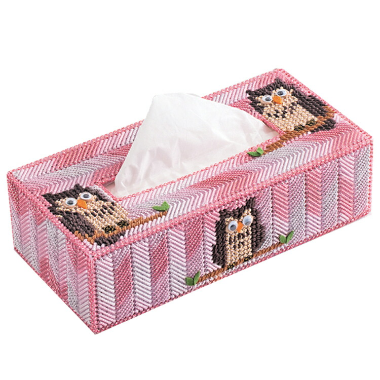 楽天市場】ふくろう ティッシュカバー ピンク 手作りキット 1個