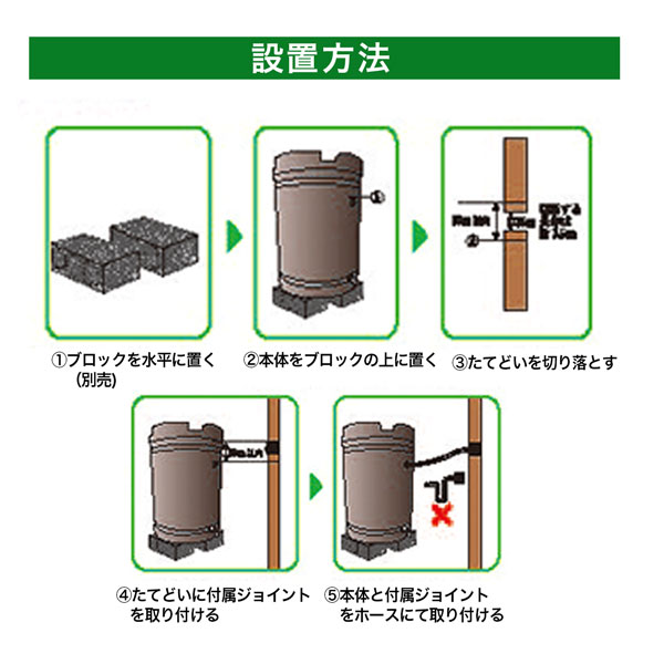 楽天市場】雨水タンク 家庭用 アルミ台セット 185L 茶 直径約580mm