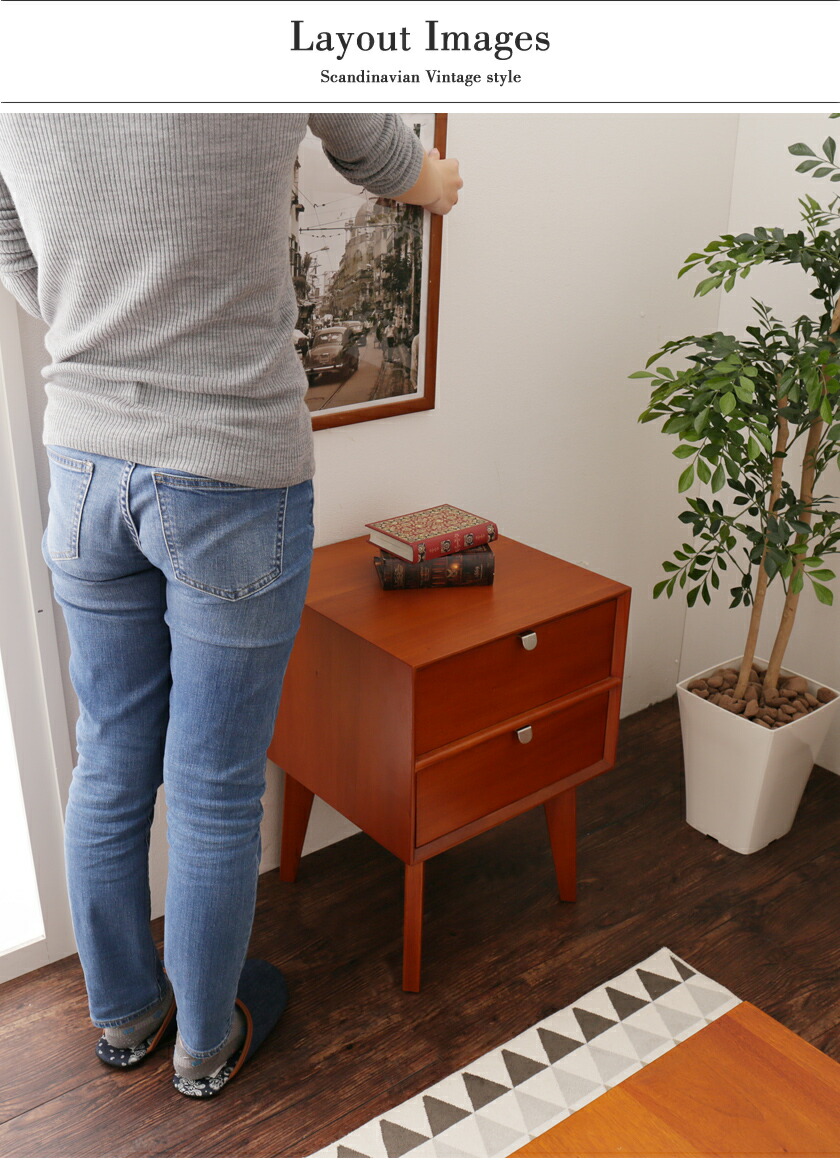 年末年始saleヴィンテージ 木製サイドテーブル 引き出し付き 1 年末