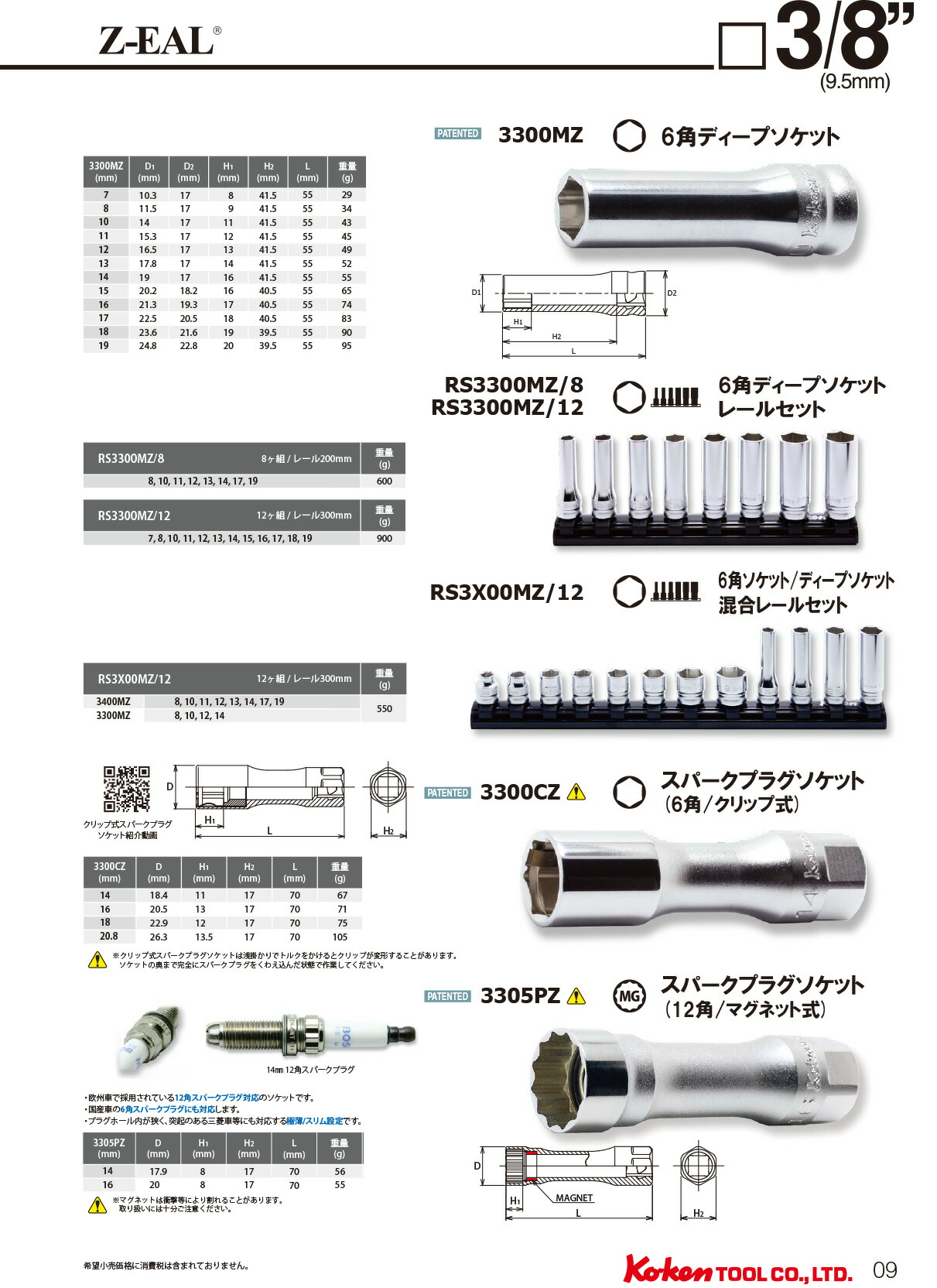 楽天市場】在庫僅少 Ko-ken 3760LZ125 Z-EAL 3/8