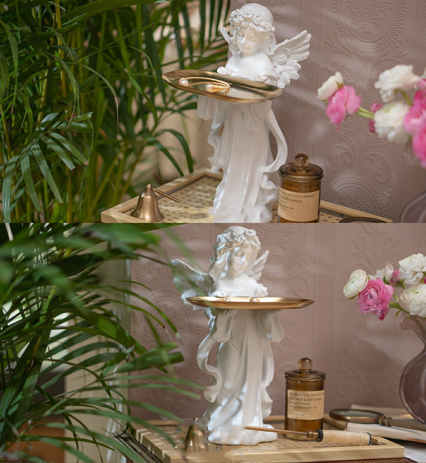 楽天市場】玄関トレー 天使 置物 かわいい 樹脂 小 彫像 白 オブジェ