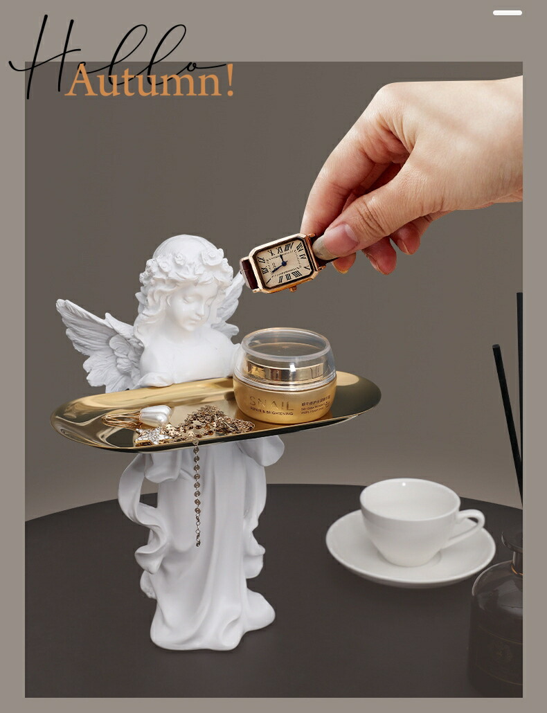 楽天市場】玄関トレー 天使 置物 かわいい 樹脂 小 彫像 白 オブジェ