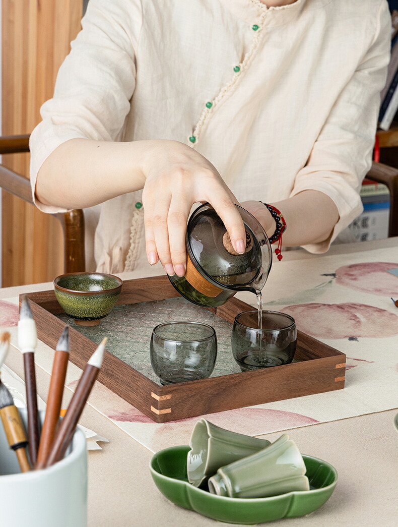 楽天市場】IwaiLoft 銘木 トレー ガラス ティートレー フローラガラス