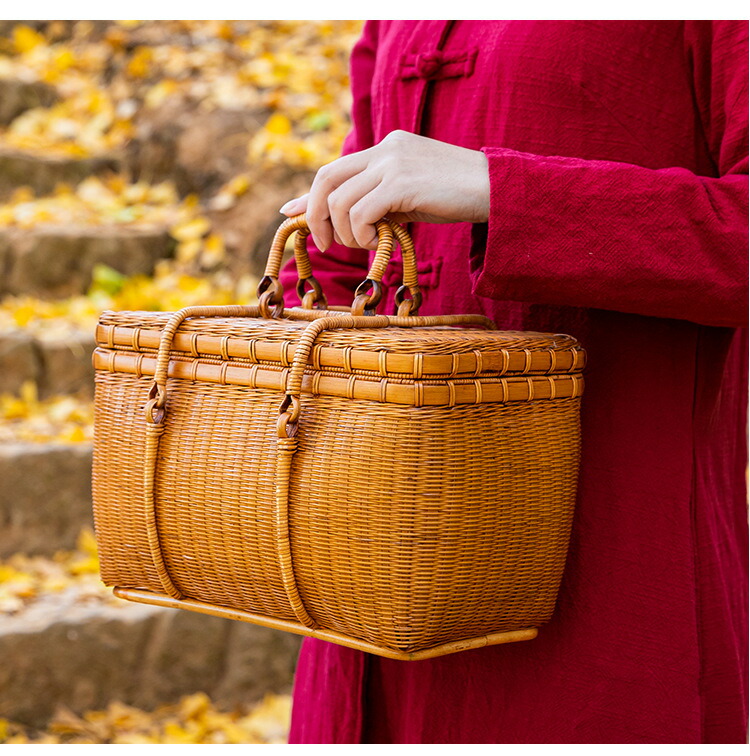 楽天市場】漆塗り ピクニック バスケット かごバッグ レディース 竹