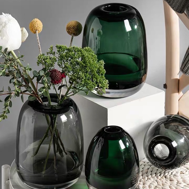 楽天市場】ガラス 花瓶 フラワーベース ベース 楕円形 透明色 高さ13cm