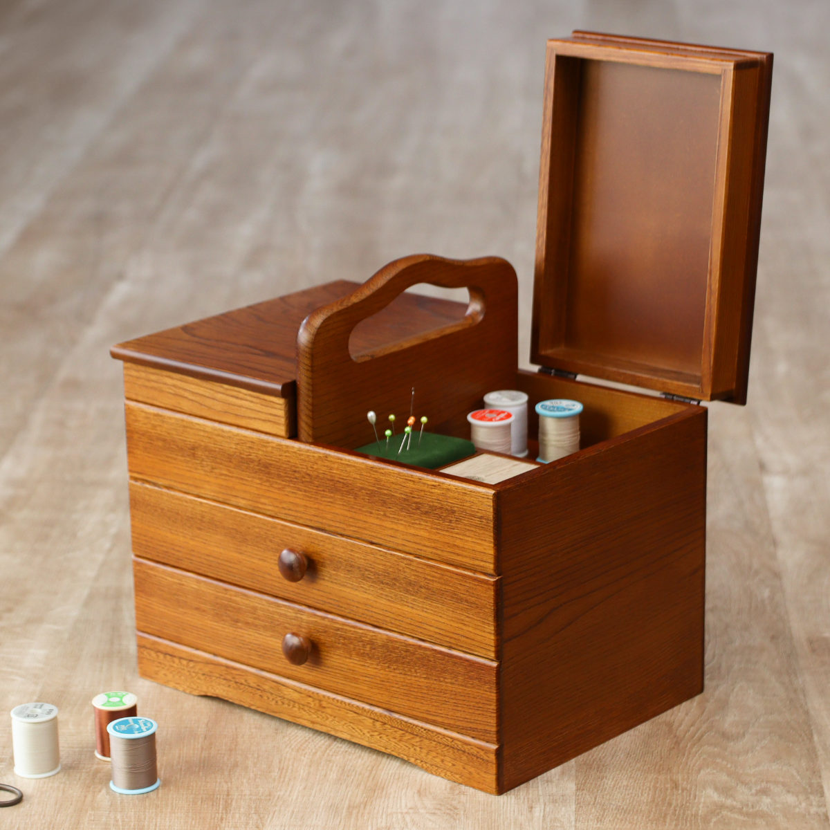 楽天市場】ソーイングボックス 木製 引出し付 あおい 幅32.5cm （ 日本