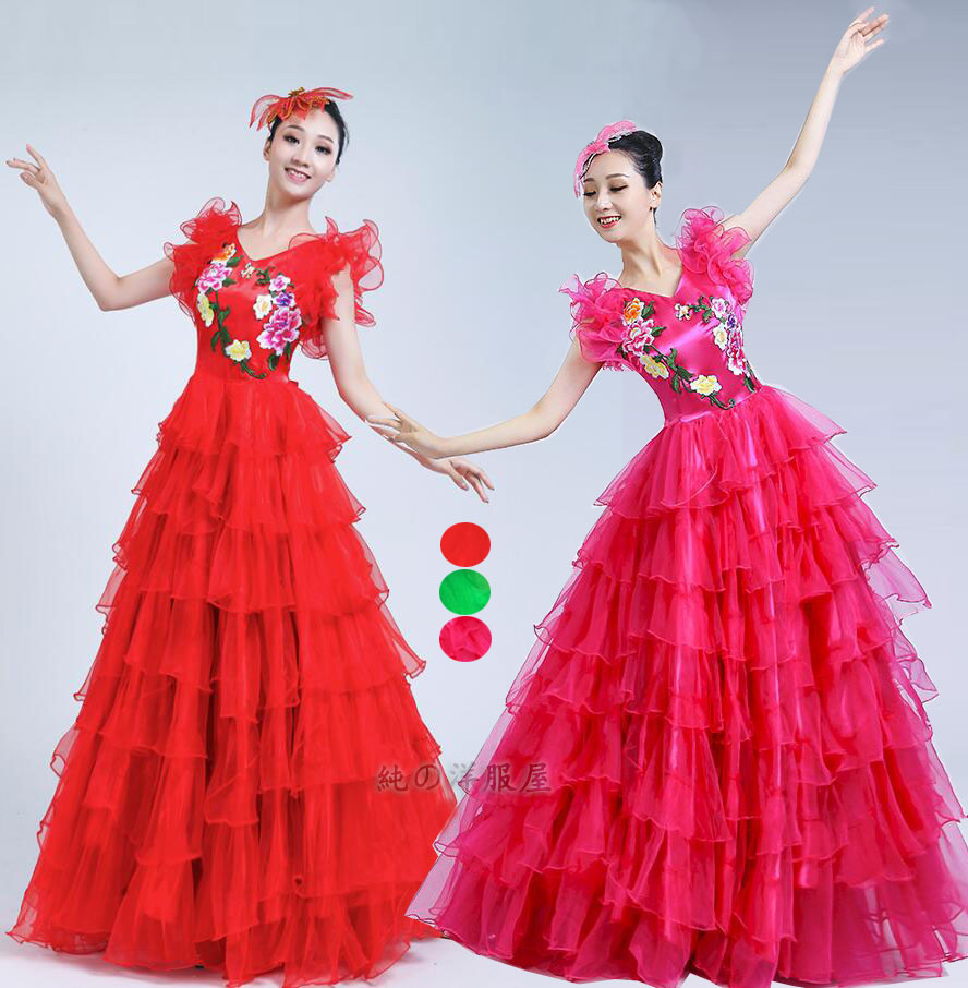 楽天市場】フラメンコ ドレス ワンピース ロング丈 マキシ丈 モダン