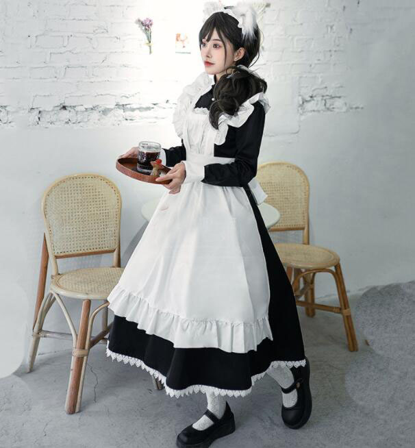 楽天市場】メイド服 長袖 ロング丈 メイドコス レディース 大人 メイド