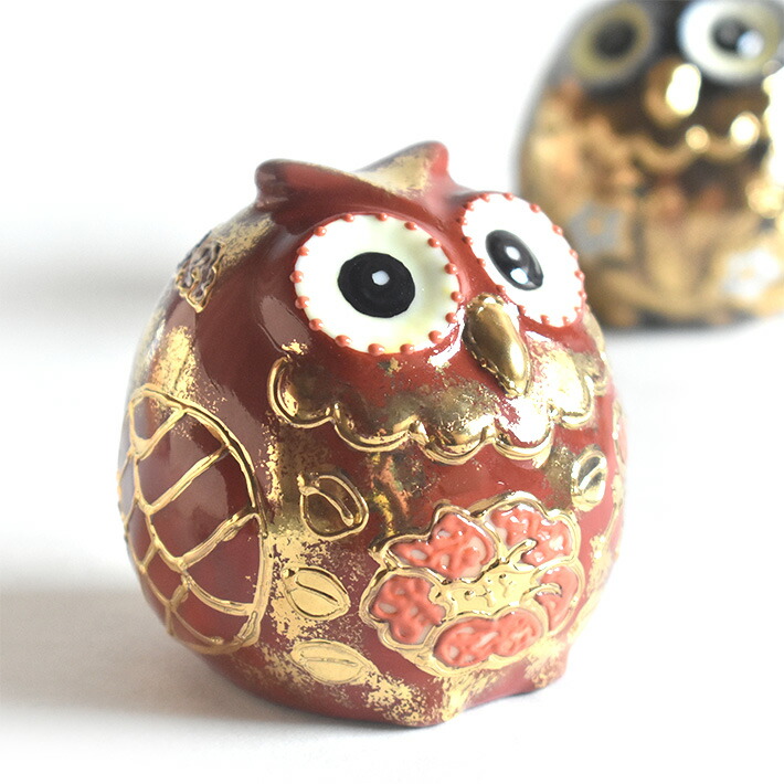 楽天市場】九谷焼 仲良し ふくろう(不苦労) 金彩錦盛（フクロウ 置物