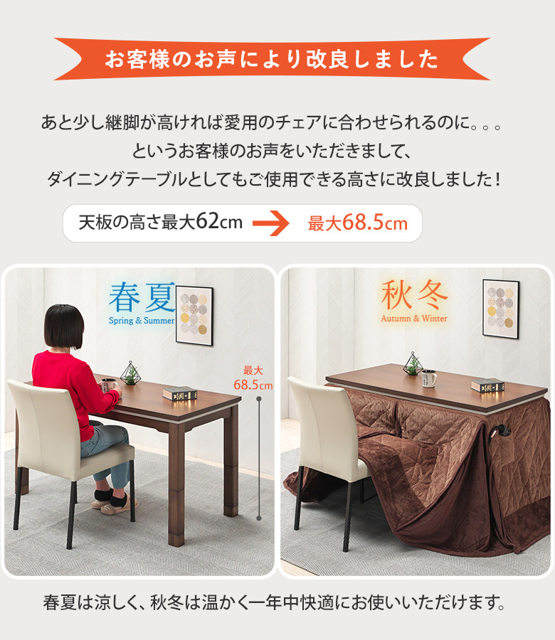 楽天市場】【全品P3倍】 ソファの高さに合う こたつテーブル 120×60 高