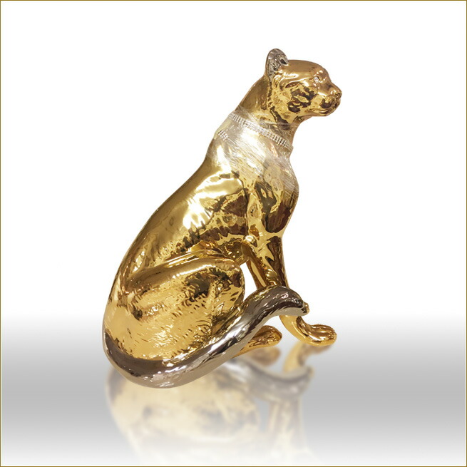 楽天市場】チーターの置物 イタリア製 チーターのオブジェ ゴールド