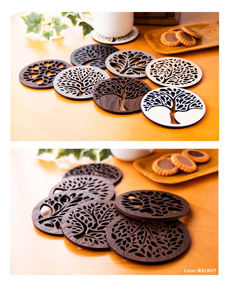 楽天市場】☆10%OFF☆ コースター 4枚セット 木製 6種から選べる