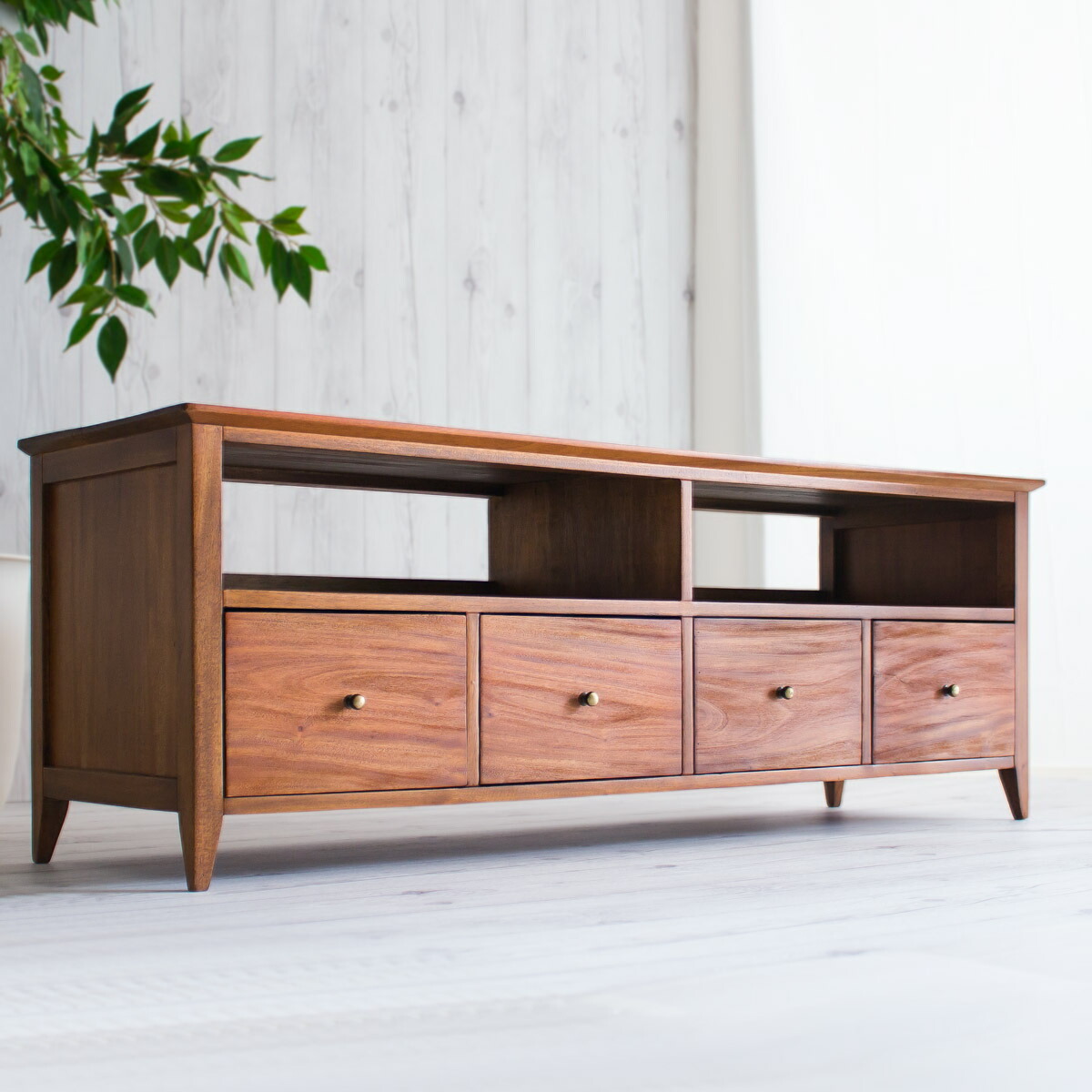 楽天市場】テレビ台 幅121.5 奥行35 高さ43 天然木 マホガニー 無垢材