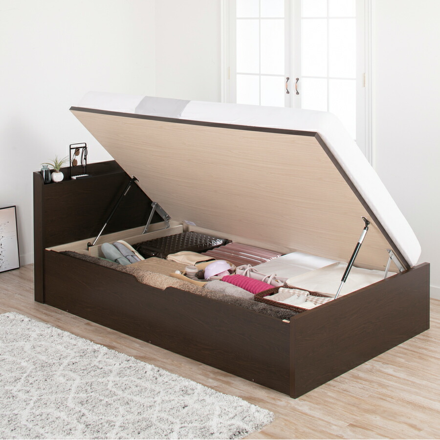 楽天市場】収納付きベッド シングル 跳ね上げベッド 日本製 ガス圧 大