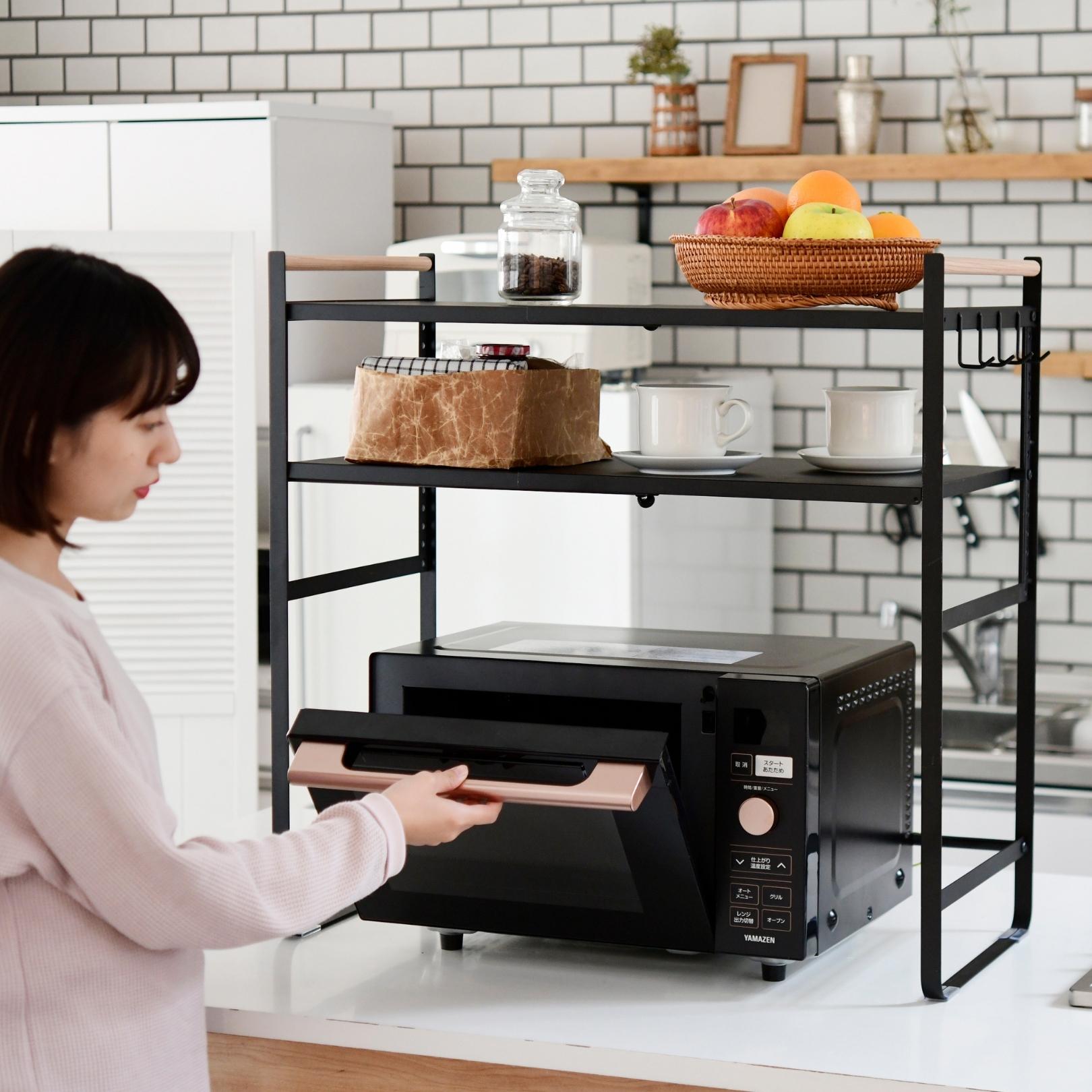 楽天市場】レンジ上ラック 棚2段 幅44-71 奥行35.5 高さ70.5cm 幅伸縮