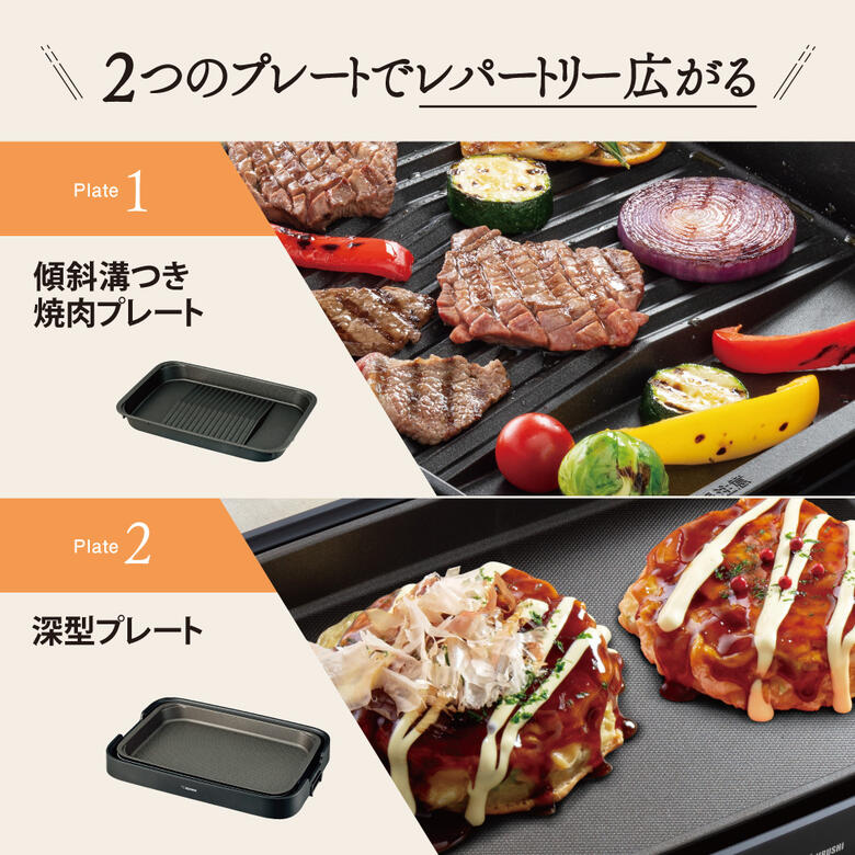 楽天市場】ホットプレート象印 やきやき 深型 傾斜溝つき焼肉 2枚