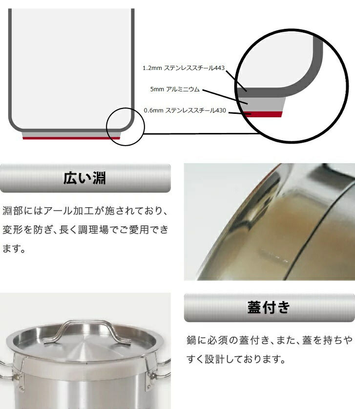 楽天市場】訳あり：本体傷・汚れあり IH寸胴鍋45cm ステンレス