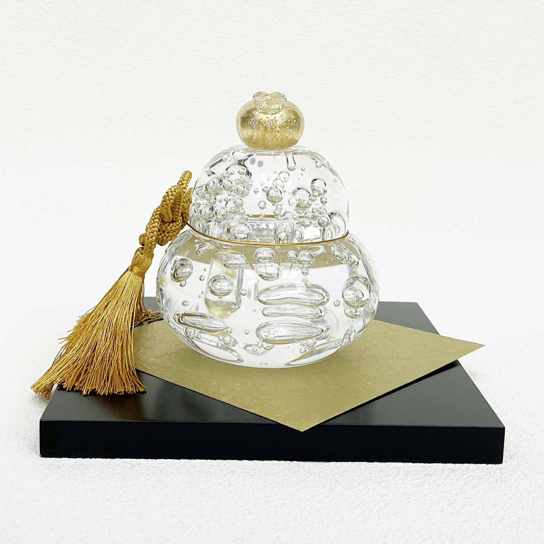 楽天市場】工房 CRAFTHOUSE ガラス製 鏡餅 水泡 （大）無垢 敷板 梅