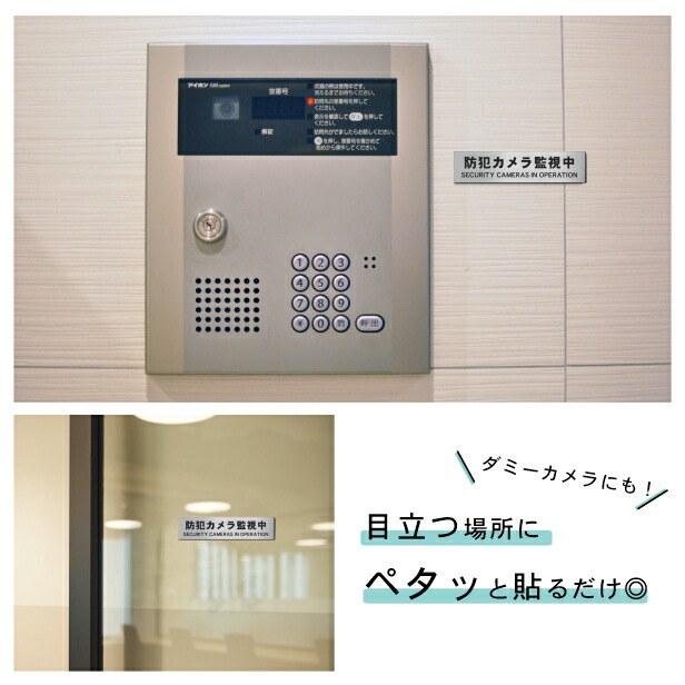 楽天市場】防犯カメラ監視中 英語付 サインプレート ステンレス調
